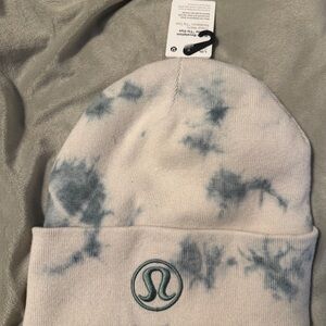 lululemon athletica White and Blue Tie-Dye Cuffed Beanie